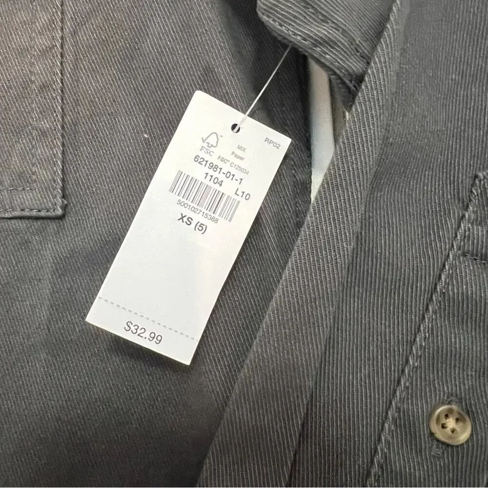 NWT Old Navy Long-Sleeve Utility Pocket Twill Shirt for Boys Size XS 5